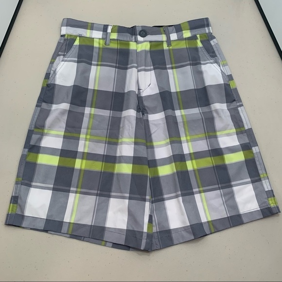 OP Shorts Adult Size 30 Gray Plaid OPFlex 4 Way Stretch Flat Front Men - Picture 1 of 8